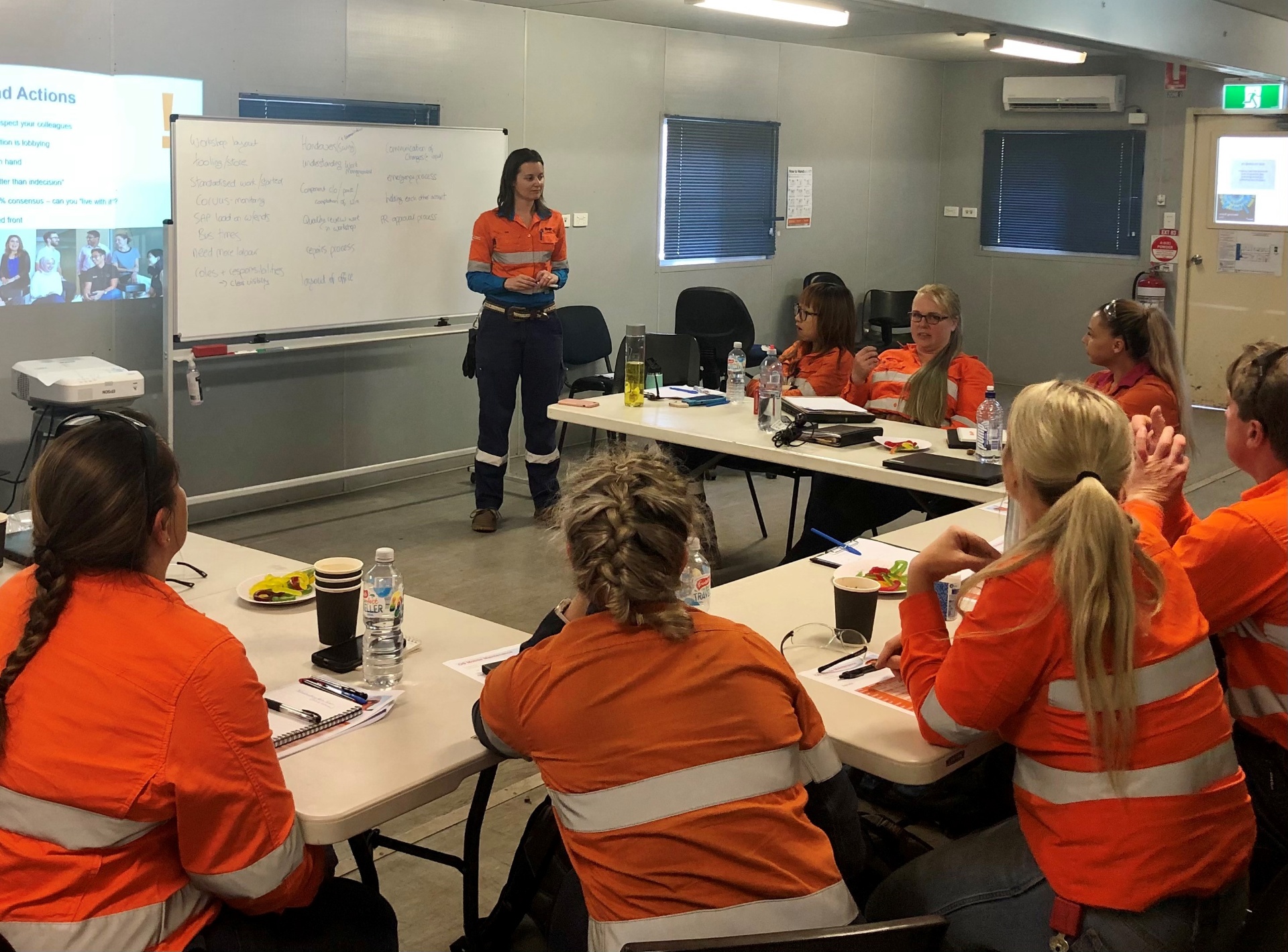Cat facilitating a site-based session in high-vis